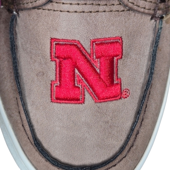 PRIMUS Women's Nebraska Cornhuskers Boat Loafer Shoes Size 9 Brown Red - Picture 5 of 9